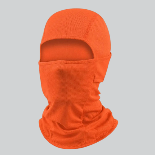 Bright orange balaclava ski mask covering head and neck from MEMPHIS