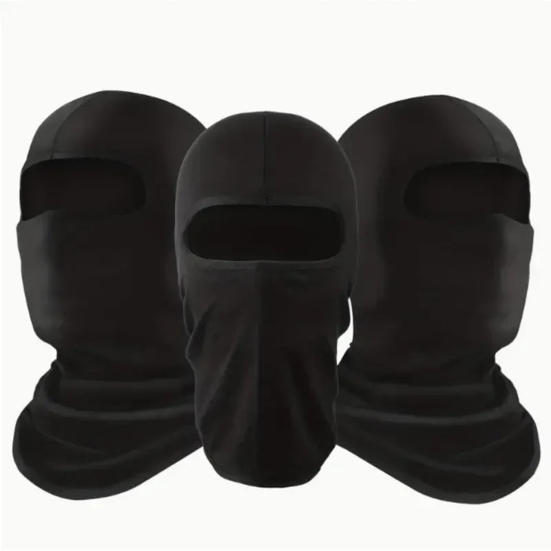 Three black Balaclava Black Diamond ski masks with eye and mouth openings