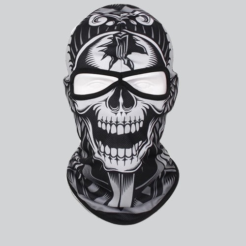 Stylized balaclava ghost skull with intricate designs for Boca Raton product