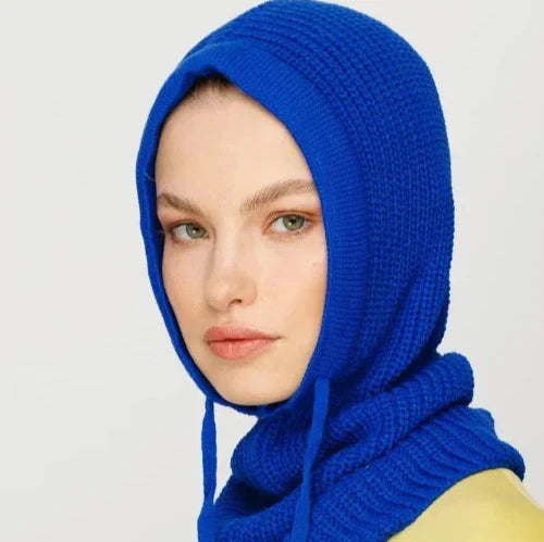 BALACLAVA KNIT HOOD | DES MOINES - BLUE / 27 CM x 48 CM x 30 CM / POLYESTER & COTTON - BALACLAVA