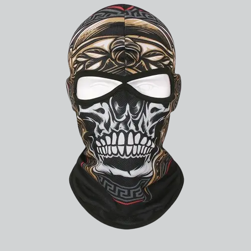 Balaclava Skull Ghost with decorative designs perfect for ski or outdoor activities