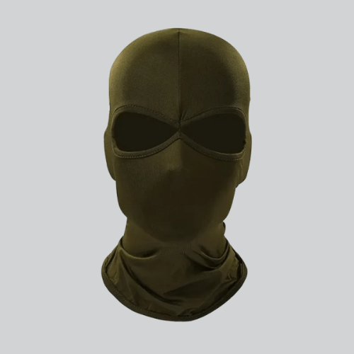 Olive green Balaclava Snowboarding Mask covering head and neck for winter sports