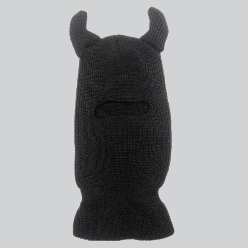 Stylish black balaclava for women with horns from the women’s balaclava collection