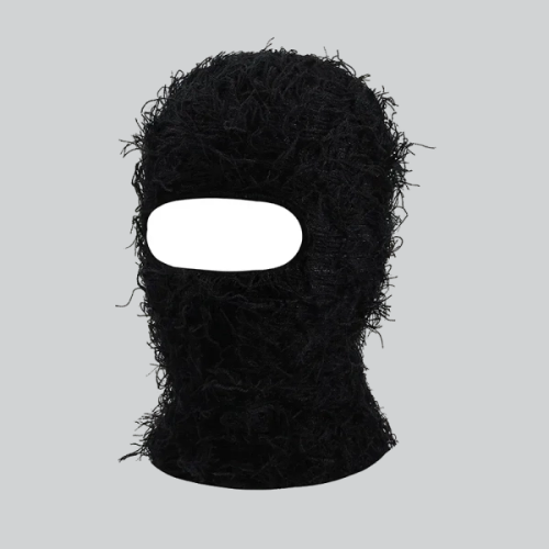 BLACK DISTRESSED BALACLAVA | FARGO - BLACK / 38CM x 22CM / DACRON - SHIESTY MASK