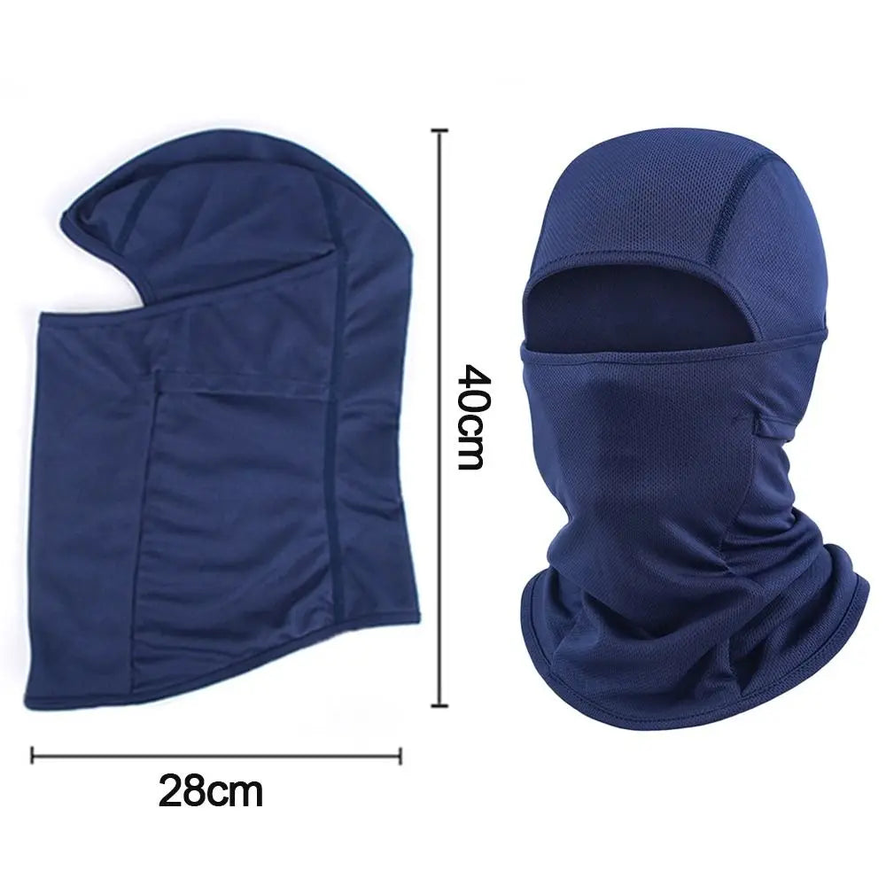 Navy blue balaclava ski mask with measurements for the BLUE BALACLAVA SKI | FRESNO