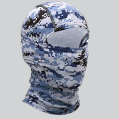 Cool Balaclava Ski Mask in blue digital camouflage pattern for style and warmth