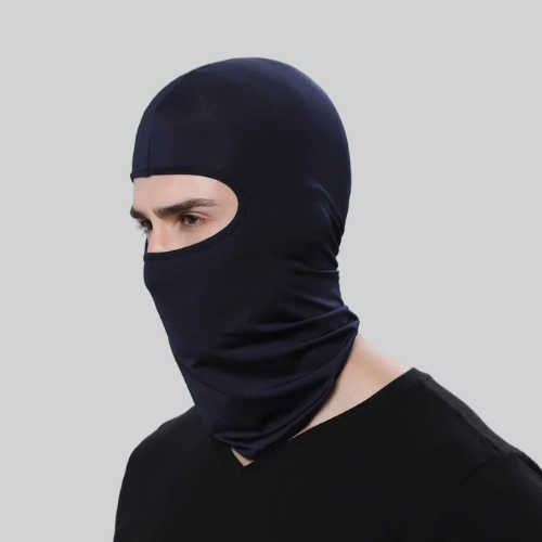 Black cycling winter balaclava from Tulsa, covering head and face with eyes exposed