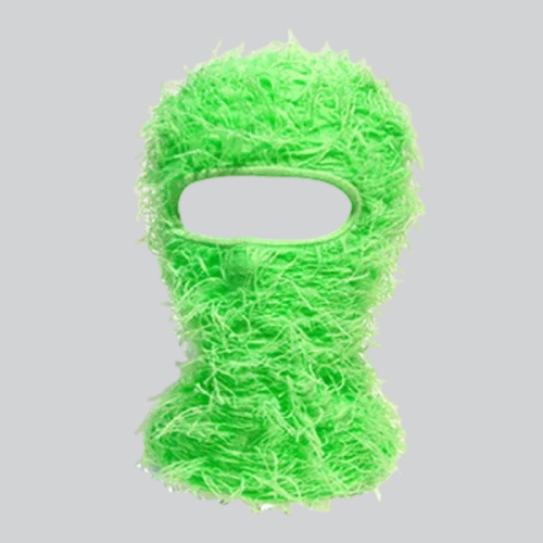 Bright green distressed knitted balaclava with eye opening from Dayton