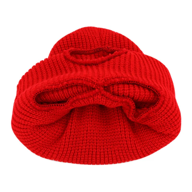 KNITTED BALACLAVA | BAYONNE - RED / 54-59 CM / WOOL - KNIT BALACLAVA