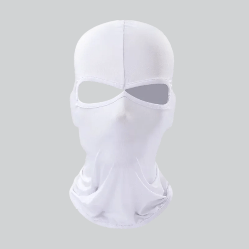 White men’s snowboard balaclava with eye and mouth openings for ultimate warmth