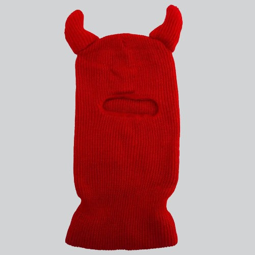 Red balaclava with devil horns from the Women’s Balaclava Collection at Lynchburg