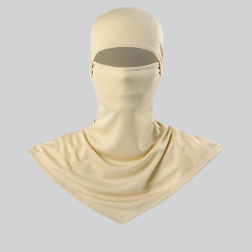 Cream-colored Shiesty Balaclava with eye openings, perfect for Redondo Beach style