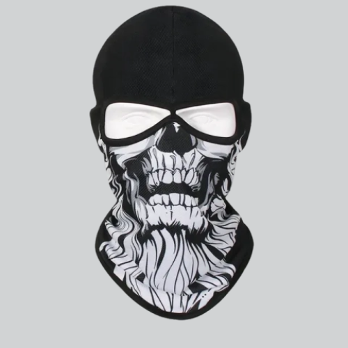 Stylized skull wearing a beanie and neck gaiter, perfect for the Skull Mask Balaclava Kenosha