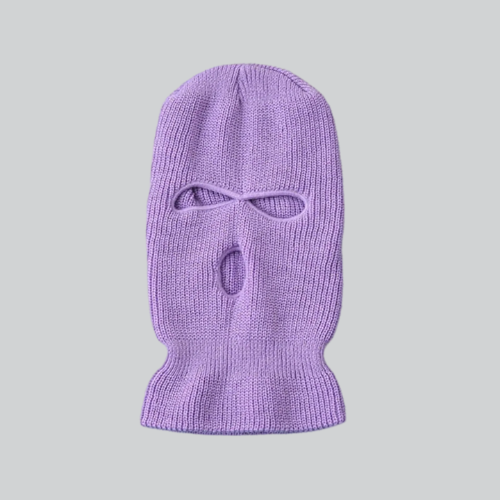 Lavender Women’s Knitted Balaclava with Eye and Mouth Openings - Hollywood Style