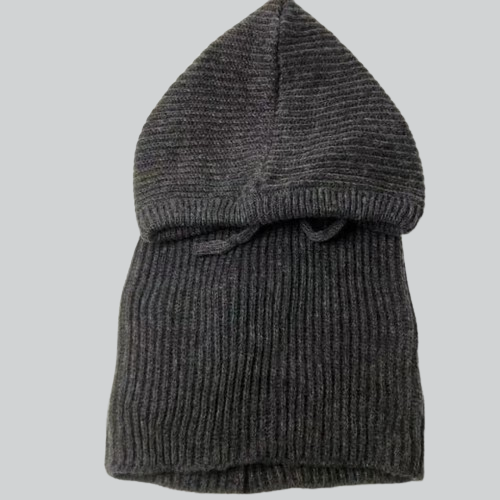 Wool Knit Balaclava in gray with ribbed texture for stylish warmth and protection